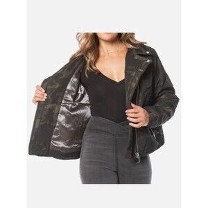 NEW Juicy Couture Vintage Retro Y2K Camo Moto Puffer Jacket Winter Streetwear